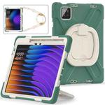 For Xiaomi Pad 7 / 7 Pro Silicone Hybrid PC Tablet Case with Holder & Shoulder Strap(Emerald Green)