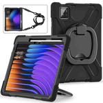 For Xiaomi Pad 7 / 7 Pro Silicone Hybrid PC Tablet Case with Holder & Shoulder Strap(Black)