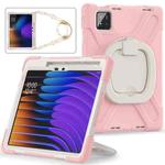For Xiaomi Pad 7 / 7 Pro Silicone Hybrid PC Tablet Case with Holder & Shoulder Strap(Cherry Blossom Pink)