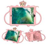 For iPad Pro 10.5 Cartoon Monkey Kids Tablet Shockproof EVA Protective Case with Holder & Shoulder Strap & Handle(Rose Gold)