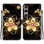 For Sony Xperia 1 VI Crystal Texture Colored Drawing Leather Phone Case(Gold Flower)