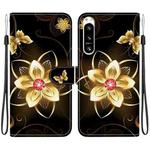 For Sony Xperia 5 VI Crystal Texture Colored Drawing Leather Phone Case(Gold Flower)