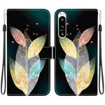 For Sony Xperia 5 VI Crystal Texture Colored Drawing Leather Phone Case(Colored Leaves)