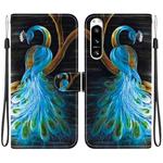 For Sony Xperia 5 VI Crystal Texture Colored Drawing Leather Phone Case(Peacock)