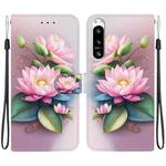 For Sony Xperia 5 VI Crystal Texture Colored Drawing Leather Phone Case(Lotus)