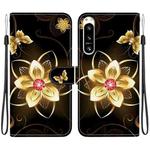 For Sony Xperia 10 VI Crystal Texture Colored Drawing Leather Phone Case(Gold Flower)