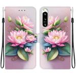 For Sony Xperia 10 VI Crystal Texture Colored Drawing Leather Phone Case(Lotus)