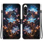 For Sony Xperia 10 VI Crystal Texture Colored Drawing Leather Phone Case(Little Lantern Flower)