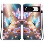 For Google Pixel 8 Crystal Texture Colored Drawing Leather Phone Case(Butterfly Love Flower)