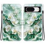 For Google Pixel 8 Crystal Texture Colored Drawing Leather Phone Case(Jade Flowers)