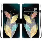 For Google Pixel 8 Pro Crystal Texture Colored Drawing Leather Phone Case(Colored Leaves)