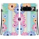 For Google Pixel 8 Pro Crystal Texture Colored Drawing Leather Phone Case(Sunflowers)