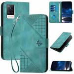 For vivo S9 Grid Butterfly Embossed Pattern Leather Phone Case with Lanyard(Light Blue)