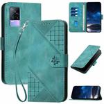 For vivo V21e 4G / Y73 2021 Grid Butterfly Embossed Pattern Leather Phone Case with Lanyard(Light Blue)