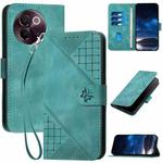 For vivo V30e Grid Butterfly Embossed Pattern Leather Phone Case with Lanyard(Light Blue)