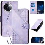 For vivo Y200i Grid Butterfly Embossed Pattern Leather Phone Case with Lanyard(Light Purple)