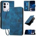 For vivo Y29 4G Grid Butterfly Embossed Pattern Leather Phone Case with Lanyard(Dark Blue)