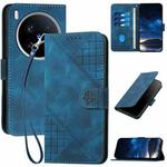 For vivo X200 Ultra Grid Butterfly Embossed Pattern Leather Phone Case with Lanyard(Dark Blue)