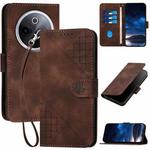 For vivo iQOO Z10 / T4 / Y300 Pro Grid Butterfly Embossed Pattern Leather Phone Case with Lanyard(Coffee)