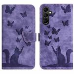 For Samsung Galaxy A26 5G Butterfly Cat Embossing Flip Leather Phone Case(Purple)