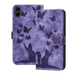 For Samsung Galaxy A07 4G / A06 4G Butterfly Cat Embossing Flip Leather Phone Case(Purple)