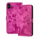 For Samsung Galaxy A07 4G / A06 4G Butterfly Cat Embossing Flip Leather Phone Case(Pink)