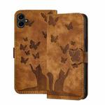 For Samsung Galaxy A07 4G / A06 4G Butterfly Cat Embossing Flip Leather Phone Case(Brown)