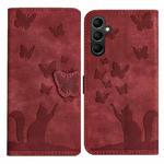 For Samsung Galaxy A17 5G / A26 5G Butterfly Cat Embossing Flip Leather Phone Case(Red)