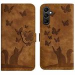 For Samsung Galaxy A17 5G / A26 5G Butterfly Cat Embossing Flip Leather Phone Case(Brown)