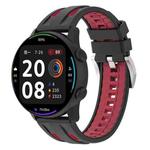 24mm Universal Flat Head Two Color Devil Eye Silicone Watch Band(Black Red)