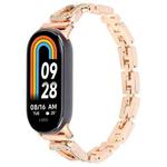 For Xiaomi Smart Band 9 / 8 U-shaped Diamond Bracelet Metal Watch Band(Rose Gold)