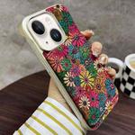 For iPhone 14 / 13 Denior D24 Paint MagSafe Card Slot Phone Case(Green Sunflower)