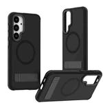 For Samsung Galaxy S25+ / S24+ 5G Dual-Color Skin Feel Magsafe Phone Case with Holder(Black)