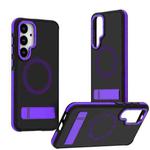 For Samsung Galaxy S25+ / S24+ 5G Dual-Color Skin Feel Magsafe Phone Case with Holder(Purple)