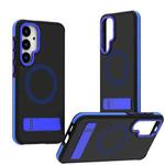 For Samsung Galaxy S25+ / S24+ 5G Dual-Color Skin Feel Magsafe Phone Case with Holder(Blue)