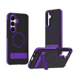 For Samsung Galaxy S25 / S24 5G Dual-Color Skin Feel Magsafe Phone Case with Holder(Purple)