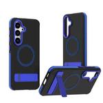 For Samsung Galaxy S25 / S24 5G Dual-Color Skin Feel Magsafe Phone Case with Holder(Blue)