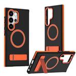 For Samsung Galaxy S25 Ultra 5G Dual-Color Skin Feel Magsafe Phone Case with Holder(Orange)