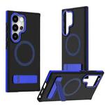 For Samsung Galaxy S25 Ultra 5G Dual-Color Skin Feel Magsafe Phone Case with Holder(Blue)