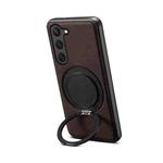 For Samsung Galaxy S23 5G Denior A14 Skin Feel Rotating Holder MagSafe Phone Case(Brown)