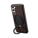 For Samsung Galaxy S23+ 5G Denior A14 Skin Feel Rotating Holder MagSafe Phone Case(Brown)