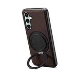 For Samsung Galaxy S24 FE 5G Denior A14 Skin Feel Rotating Holder MagSafe Phone Case(Brown)