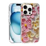 For iPhone 16 Pro Max IMD Double Piece Simple Fresh Shockproof Phone Case(White Flowers)