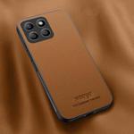 For Honor X8b HUIYI Leather Magnetic Phone Case(Brown)