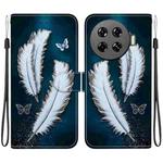 For Tecno Spark 20 Pro+ 4G Crystal Texture Colored Drawing Leather Phone Case(White Butterfly Feathers)