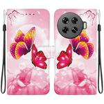 For Tecno Spark 20 Pro+ 4G Crystal Texture Colored Drawing Leather Phone Case(Pink Butterflies)