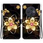 For Tecno Spark 30C Crystal Texture Colored Drawing Leather Phone Case(Gold Flower)