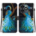 For Tecno Spark GO 2024 / 20C / Pop 8 Crystal Texture Colored Drawing Leather Phone Case(Peacock)