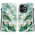 For Tecno Spark GO 2024 / 20C / Pop 8 Crystal Texture Colored Drawing Leather Phone Case(Jade Flowers)