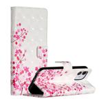 For iPhone 12 mini 3D Painted Pattern Horizontal Flip Leather Case with Holder & Card Slots & Photo Frame & Wallet(Cherry Blossoms)